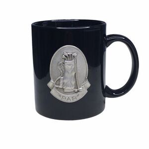 Golf Coffee Cup Mug Black 3-D Embossed Pewter Emblem Golfer Dad Gift‎